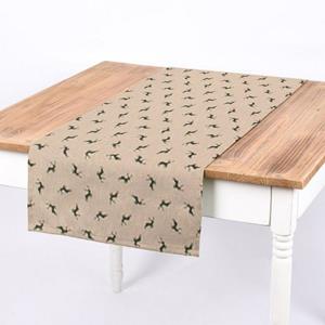 SCHÖNER LEBEN. Tischläufer » Tischläufer Simple Deer Hirsch klein natur grün 40x160cm«, handmade