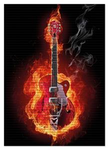 Wallario Schaum-Badematte »Brennende Gitarre« , Höhe 5 mm, rutschhemmend, geeignet für Fußbodenheizungen