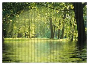 Wallario Schaum-Badematte »Idyllischer See im Wald bei Sonnenschein« , Höhe 5 mm, rutschhemmend, geeignet für Fußbodenheizungen