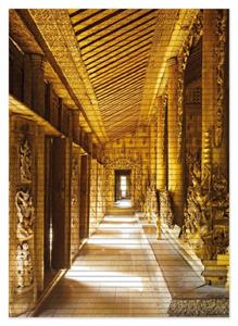 Wallario Schaum-Badematte »Buddhistischer Tempel aus Holz - Mandaley« , Höhe 5 mm, rutschhemmend, geeignet für Fußbodenheizungen