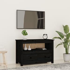 Tv-meubel 79x35x52 cm massief grenenhout zwart