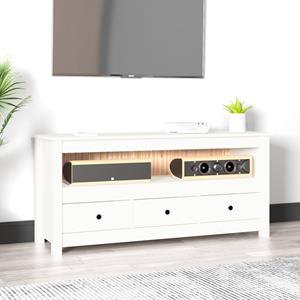 Tv-meubel 114x35x52 cm massief grenenhout wit