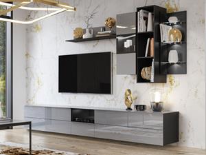 Mobistoxx Tv-meubel HELA 3 deuren 1 lade zwart/hoogglans grijs met led