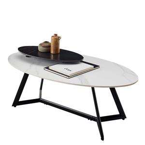 Möbel4Life Wohnzimmertisch mit ovaler Tischplatte Metall Bügelgestell