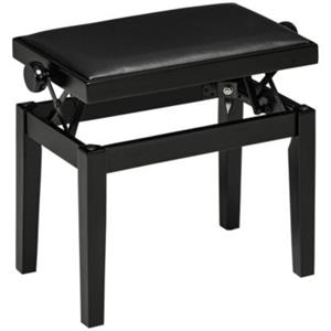 HOMdotCOM pianobank, pianostoel, in hoogte verstelbaar, elegant hoogglans, synthetisch leer+rubberhout, zwart, 63 x 33 x 56 cm