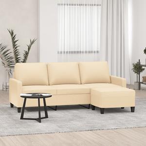 VidaXL 3-Sitzer-Sofa mit Hocker Creme 180 cm Stoff 