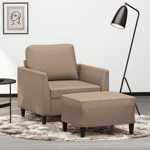 VidaXL Sessel mit Hocker Cappuccino-Braun 60 cm Kunstleder 