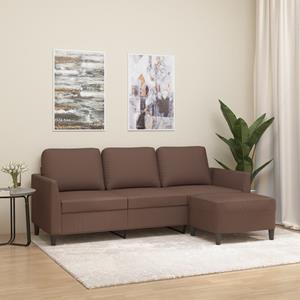 VidaXL 3-Sitzer-Sofa mit Hocker Braun 180 cm Kunstleder 