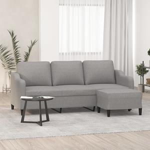 VidaXL 3-Sitzer-Sofa mit Hocker Hellgrau 180 cm Stoff 