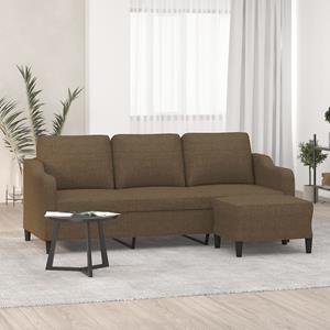 VidaXL 3-Sitzer-Sofa mit Hocker Braun 180 cm Stoff 
