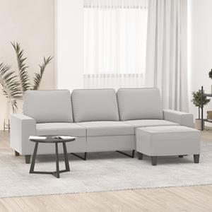 VidaXL 3-Sitzer-Sofa mit Hocker Hellgrau 180 cm Mikrofasergewebe 