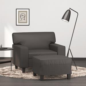 VidaXL Sessel mit Hocker Grau 60 cm Kunstleder 