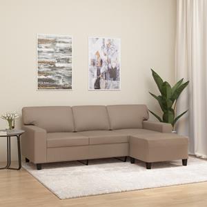 VidaXL 3-Sitzer-Sofa mit Hocker Cappuccino-Braun 180 cm Kunstleder 