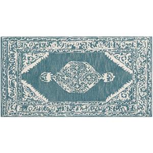 Beliani - Teppich weiß / blau Wolle 80 x 150 cm orientalisches Muster handgetuftet - Blau