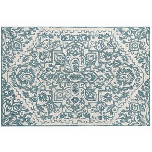 beliani Moderner Wollteppich orientalisches Muster 140 x 200 cm weiß / blau ahmetli - Blau