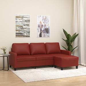 VidaXL 3-Sitzer-Sofa mit Hocker Weinrot 180 cm Kunstleder 
