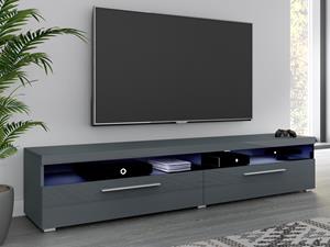 Mobistoxx Tv-meubel INAZO 2 deuren 200 cm grijs/hoogglans grijs met led