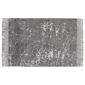Beliani - Teppich Grau Viskose 140 x 200 cm Rechteckig Kurzflor mit Fransen Abstraktes Design Rechteckig Wohnzimmer Schlafzimmer Flur - Weiß