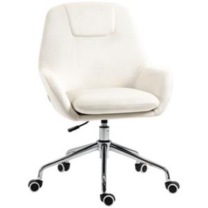 Vinsetto bureaustoel in retrodesign, in hoogte verstelbaar, 5 draaiwielen, 65 cm x 66 cm x 97 cm, wit