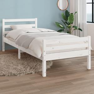 vidaXL Bedframe massief hout wit 90x190 cm 3FT Single