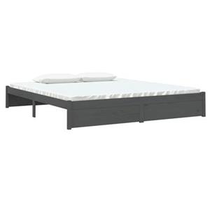 vidaXL Bedframe massief hout grijs 180x200 cm 6FT Super King