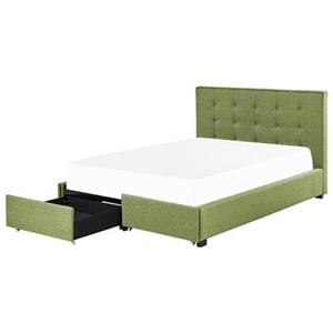 Beliani ROCHELLE Bed met opberger groen 140x200