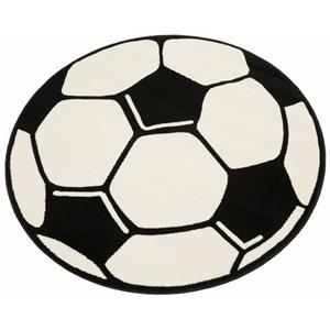 Hanse Home Kinderteppich Fußball, rund, 10 mm Höhe, Fußball Spielunterlage für jede Gelegenheit, Kurzflor, Kinderzimmer, Pflegeleicht