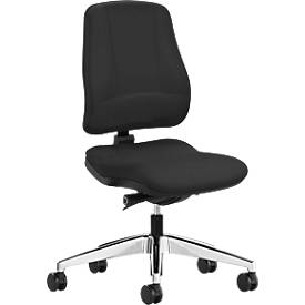 Prosedia bureaustoel LEANOS V KOMFORT, synchroonmechanisme, zonder armleuningen, lendewervelsteun, zitting afgerond aan de knieën, onderstel zwart/aluminium gepolijst