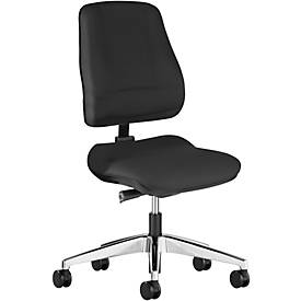 Prosedia bureaustoel LEANOS V ERGO, synchroonmechanisme, zonder armleuningen, ergonomisch gevormde wervelsteun, zwart/aluminium gepolijst