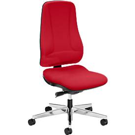 Prosedia bureaustoel LEANOS V ERGO, synchroonmechanisme, zonder armleuningen, ergonomische rugleuning, rood/aluminium gepolijst
