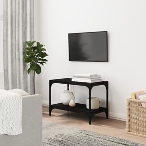 Tv-meubel 60x33x41 cm bewerkt hout en staal zwart