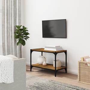 Tv-meubel 60x33x41 cm bewerkt hout en staal gerookt eikenkleur