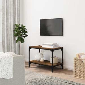 Tv-meubel 60x33x41 cm bewerkt hout en staal bruineikenkleurig