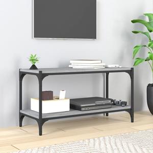 Tv-meubel 80x33x41 cm bewerkt hout en staal grijs sonoma eiken