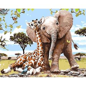 Office Schilderen op nummers olifant & giraf