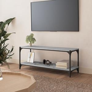 Tv-meubel 100x33x41 cm bewerkt hout en staal grijs sonoma eiken