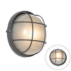 QAZQA Wandlamp buiten hanneke - Donkergrijs - Industrieel - D 25.4cm