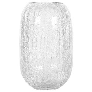 Beliani - Blumenvase Transparent Bruchglas 28 cm Oval mit Breiter Öffnung Modern Tischdeko Wohnaccessoires Deko Glasvase für Wohnzimmer Esstisch Flur