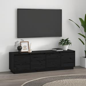 Tv-meubel 156x37x45 cm massief grenenhout zwart