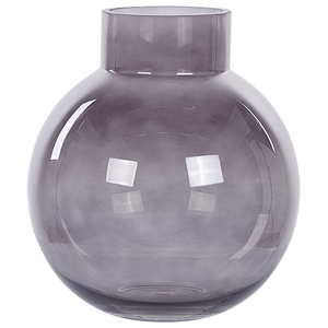 Beliani - Blumenvase Grau Glas 22 cm Bauchig Kugelform mit Breiter Öffnung Modern Tischdeko Wohnaccessoires Deko Glasvase für Wohnzimmer Esstisch