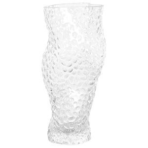 Beliani - Deko Blumenvase Glas transparent 23cm geschwungen Struktur breite Öffnung Elatos - Transparent