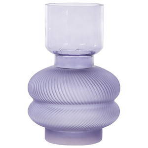Beliani - Blumenvase Violett Glas 24 cm Organische Form mit Schmalem Hals Rillen Modern Tischdeko Wohnaccessoires Deko Glasvase für Wohnzimmer