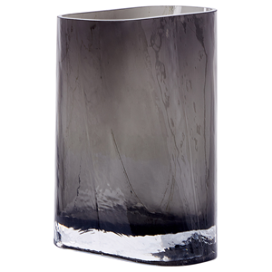 beliani Hohe Deko Blumenvase Glas grau 20 cm geschwungen breite Öffnung Modern Mitata - Grau