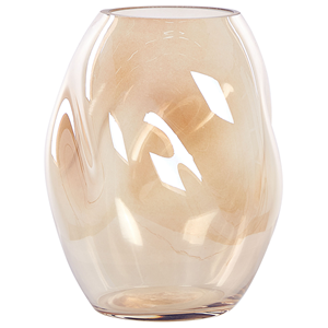Beliani - Deko Blumenvase Glas orange 20 cm bauchig geschwungen breite Öffnung Gerakini - Orange