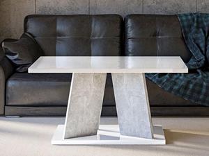 Mobistoxx Rechthoekige salontafel MUFFALO 110 cm hoogglans wit/beton