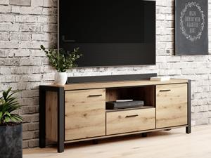 Mobistoxx Tv-meubel set ATIK 2 deuren 1 lade 180 cm zwart/taurus eik