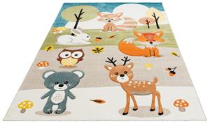 Lüttenhütt Kindervloerkleed Bos Laagpolig, motief dieren, in pastelkleuren, 3D-design, dieren in het bos