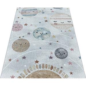 Ayyildiz Teppiche Kinderteppich FUNNY 2105, rechteckig, 11 mm Höhe, Kinder Mond Sterne Motivteppich