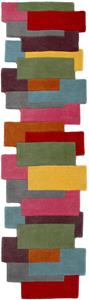 Flair Rugs Läufer Abstract Collage, rechteckig, 11 mm Höhe, 100% Wolle, Karo Design, Patchwork, modern, mehrfarbig, Teppichläufer, ideale Teppiche für Wohnzimmer, Schlafz