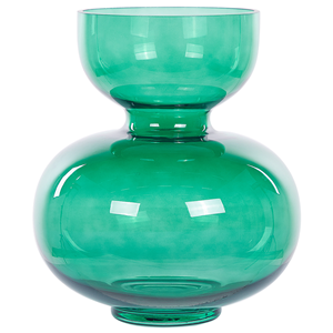Beliani - Deko Blumenvase Glas grün 27 cm bauchig mit schmalem Hals Modern Palaia - Grün